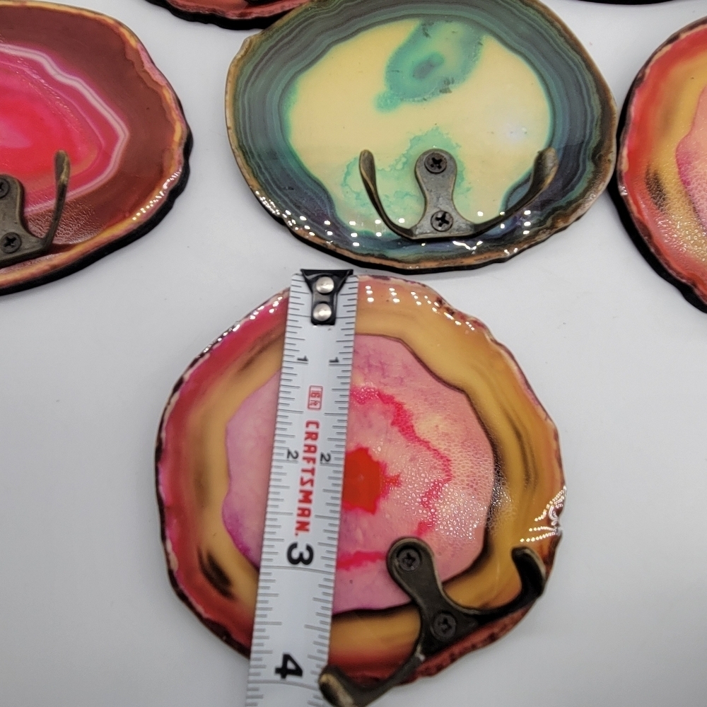 Wall Hooks Setf of 7 Plastic Glossy Multicolor Lightweight Simulated Geodes - Picture 2 of 9